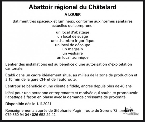 Image L'abattoir régional du Châtelard à louer 